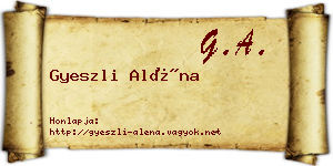 Gyeszli Aléna névjegykártya